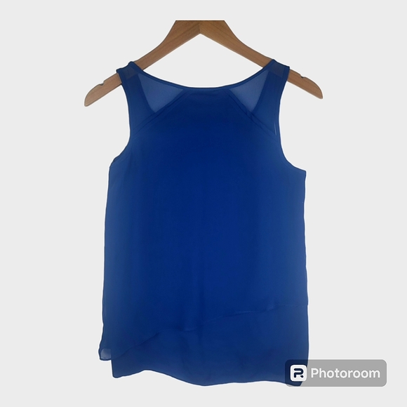 Jennifer Lopez Blue Tank Top Scoop Neck Womens XS Beachy Coastal Flowy - Picture 2 of 7